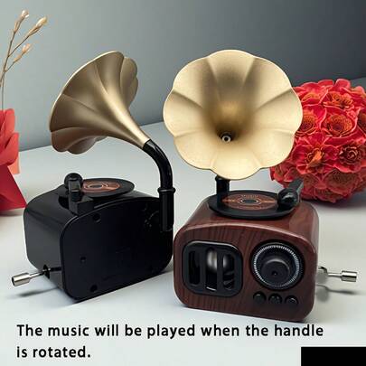 Music Box Decorative Ornament Gramophone Shaped, Holiday Gift