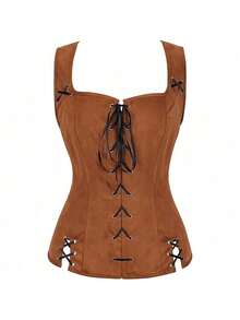 Cosplay Clothing - 23135 Light Brown Lace-up Vest - View 1