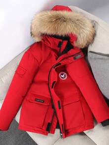 Men's Warm Down Jacket, With An Added Insulation Layer And A Hat, Is A Long And Stylish Down Jacket, Suitable For Wearing In Autumn And Winter Seasons - Đỏ - Xem 1