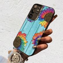 Flores de girasol multicolor Impresión UV para iPhone 11/12/13/14/15/16 Plus/17 Pro Max (Regalos de Navidad seleccionados, regalos por el Día Nacional, regalos por el Día de la Independencia, regalos de San Valentín, regalos de cumpleaños, sorpresa - Negro transparente - Ver 4