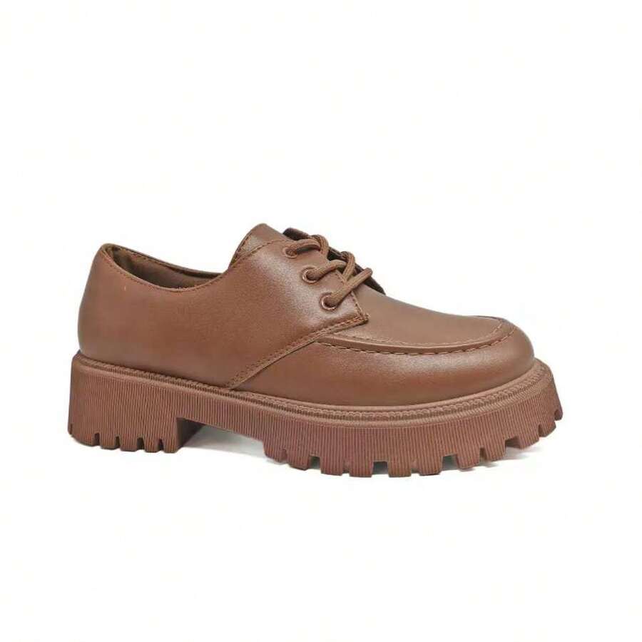 女士舒适低跟平底鞋，柔软耐穿，百搭显瘦，适合日常通勤、大学、办公等各种场合，四季皆宜，PU皮革系带，室内外均可穿着。