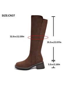 Nuevas botas altas de media altura para montar/motocicleta de otoño/invierno, minimalistas y versátiles para mujeres - Marrón - Ver 8