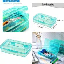 Plastic Pencil Box Large Capacity Pencil Box Clear Box With Snap-Tight LidLarge Capacity Hard Pencil Case With Snap-Tight Lid Plastic Pencil Box Large Capacity Pencil Case With Snap Tight Lid Green - LightGreen - View 1