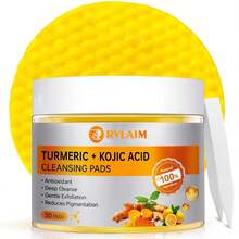 Turmeric Kojic Acid Cleansing Pads, 50 PCS Turmeric Pads For Face Dark Spots Cleansing & Exfoliation - Default - View 1