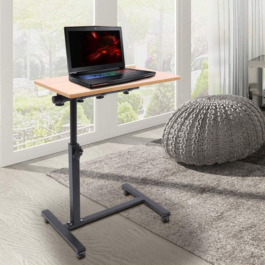 Adjustable Mobile Rolling Laptop Desk Hospital Table Cart Over Bed Food Stand - As Shown - View 1