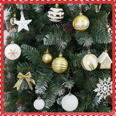 Christmas Ball Ornaments, Assorted Shatterproof Christmas Ball Set Golden Shatterproof Christmas Balls Decorations,...
