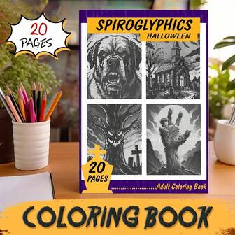 1本螺旋恐怖主题成人及青少年动物主题涂色书 - 舒缓身心的艺术，迎接开学季，创意涂鸦艺术活动，成人涂色书