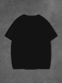 Áo thun cổ tròn thường ngày cỡ lớn dành cho nam, vải dệt kim polyester, thoải mái và thoáng khí, họa tiết mèo ngộ nghĩnh thời trang, thiết kế phong cách đường phố thường ngày, áo thun cá tính mới lạ - màu đen - Xem 3
