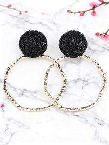 sehuoran 1对圆形金属彩色水晶水滴耳环，高品质水钻首饰配饰，女士批发耳环，波西米亚风水滴耳环，黑色夸张耳环 - Style 1 - 查看 20