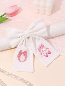1 Stück Buchstabe A-Z bestickter Haarclip, geeignet für Mädchen, Pastell Stoff Alligator Clip, Buchstaben & Ballettschuh Haarclip, süßer Mädchen Doppel-Pferdeschwanz Haarclip, weiß & rosa bestickter Haarspange, Teenager Haaraccessoire - Weiss - Übersicht 32