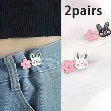 1/2/4pcs Adjustable Waist Buckle With Rabbit, Flower, Cat Design, Buckle-Free Waist Cincher For Jeans, Skirts, Detachable - Multicolor - View 14