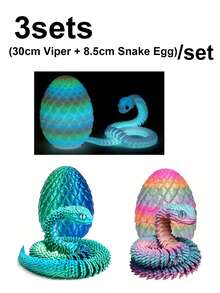 2/3 Stücke 30cm Schlangen Statue mit Locken - 3D gedrucktes Schlangen Spielzeug mit Schlangen Ei, mythisches Geschöpf Design, Dekoration für Zuhause, Stressabbau Spielzeug, geeignet für Weihnachten, ab 14 Jahren (zufällige Augenfarbe), Fidget Toy, 3D gedruckte Tiere - Schlange Viper, 3D Schlange, Mini 3D gedruckte Tiere, 3D gedruckte Schlangen, 3D gedruckte Schlange mit Ei