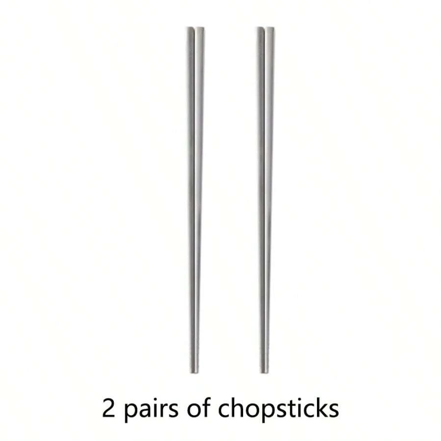 Set di bacchette in lega di titanio, set di bacchette in acciaio inossidabile, finitura opaca antiscivolo, riutilizzabili, lavabili in lavastoviglie, facili da pulire, stoviglie di alta qualità per uso domestico - Bacchette - Visualizzare 1