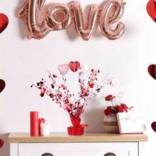 Adornos de árbol de mesa con forma de corazón para San Valentín, con purpurina artificial, para el hogar y fiestas navideñas. - vistoso - Ver 3