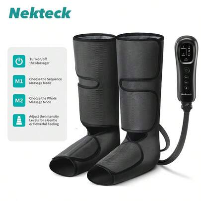  Nekteck Leg Massager,Air Compression, Foot And Calf Massage Machine With Hand-Held Controller 2 Modes 3 Intensities, Adjustable Leg Wraps