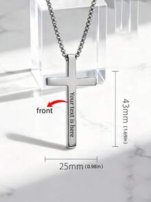 1pc Customizable Personalized Cross Pendant Necklace With Engraving - Customizable With Name/Date/Message/Phone Number, 1-4 Sides Of Text Available. Custom Necklace, Text Customization, Stainless Steel Jewelry, Personalized Necklace, Custom Gift, Jesus Christ Cross Pendant - Unisex Gift - Valentine's Day, Birthday, Anniversary, Christmas, Ramadan Gift. - Multicolor - View 13