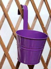 Hanging Flower Pot, Metal Iron Art Mini Planter Fence Bucket Flower Pot Holder For Balcony Garden Plant, Suitable For Home Decor