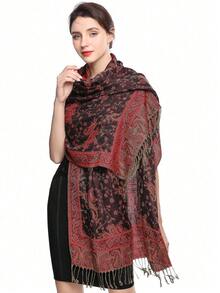 1 pieza Pañuelo de cabeza de mujer estilo bohemio vintage con estampado de cachemira, elegante y casual para otoño/invierno, chal, adecuado para uso diario