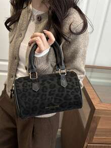 时尚撞色复古百搭女士单肩手提包 - 黑色 - 查看 4