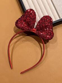 1pc Red Oversized Bow Headband, Cute Hair Accessory For Girls - Red - View 7