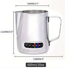 1Pc Coffee Milk Frothing Jug Frother Latte Container Metal Pitcher With Thermometer - Silver - View 9