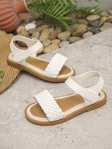 Hot Selling, 1 Pair Of Fashionable Minimalist Flat Sandals, Versatile And Suitable For Various Outfits, Stylish And Elegant, Perfect For Summer. - Beige - View 3