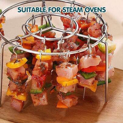 2 Counts Air Fryer Skewer Rack, Flip-Free 360° Cooking With Steel Skewers