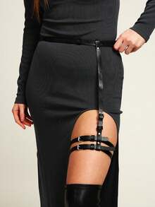 Leather Thigh Garter Belt Leg Harness Sexy Leg Harness Rave Costume Belt Ladies' Harness Leather