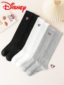 Disney 6/3/1 双正品刺绣米妮图案女士过膝/及膝/中筒袜，保暖百搭，适合秋冬季节，柔软舒适透气，可作为万圣节、圣诞节礼物 - 彩色 - 查看 3