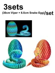 2/3 Stücke 30cm Schlangen Statue mit Locken - 3D gedrucktes Schlangen Spielzeug mit Schlangen Ei, mythisches Geschöpf Design, Dekoration für Zuhause, Stressabbau Spielzeug, geeignet für Weihnachten, ab 14 Jahren (zufällige Augenfarbe), Fidget Toy, 3D gedruckte Tiere - Schlange Viper, 3D Schlange, Mini 3D gedruckte Tiere, 3D gedruckte Schlangen, 3D gedruckte Schlange mit Ei