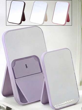 1pc Square Folding Mirror, New Ins-Style Minimalist Solid Color No-Drill Tabletop Makeup Mirror, Shatterproof, Portable Vanity Mirror For Home, Dorm, Travel, Great Gift For Friends, Family, Girlfriend, Valentine's Day, Mother's Day