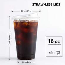 40/20 Pack 16oz Clear Plastic Cups - Durable PET Drinkware For Ice Coffee, Smoothies, Slurpees, Milkshakes | Disposable Leak-Proof Tumblers With Strawless Sip Lids For Parties, Camping, Picnics, Holidays & Outdoor Events, Picnic Essentials, Transparent Drinkware, Lightweight Drinkware, Best For Christmas Home And Living New In Dinnerware Outdoor Supplies - 10 Pieces Of Transparent Ribbon Cup Lid - View 3