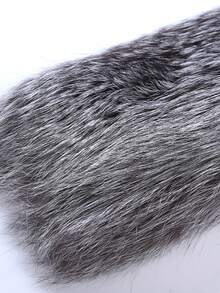Men's Faux Fur Coat - Faux Fox Fur Long Coat - One-Piece Fur And Fabric - 銀狐色 - 查看 3