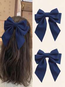 2个大号蝴蝶结发夹 - 女孩和青少年蝴蝶结发夹，鳄鱼夹，丝滑蝴蝶结发饰，适合节日、新年、情人节、返校季佩戴 - 紅色 - 查看 14