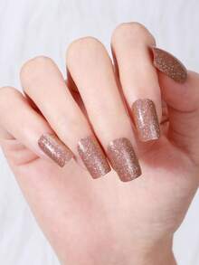 Beauty Sticker 8张美甲贴纸，粉色闪粉自粘凝胶美甲贴，适合女性居家DIY美甲用品，美甲套装 - 彩色 - 查看 5