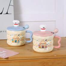 1 Set Cute High-Quality Mug With Lid & Spoon, Coffee Cup For Home, School, Office, Self-Use Or Gift