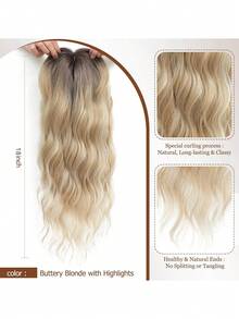 女士假发片 18英寸波浪假发片 女士假发片 适合头发稀疏的女士 渐变挑染合成假发 夹式假发片 带刘海 增加发量 - 彩色 - 查看 8