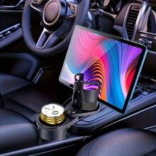 1 pieza Extensor ajustable para portavasos de coche - Diseño de doble ranura antideslizante, Soporte de teléfono y organizador de bebidas 2 en 1, Ajuste universal para tazas/botellas (12-64oz), Almacenamiento estable para coche/camión/carrito de golf, Fácil de instalar y acceder - Negro - Ver 8