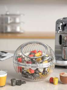 1pc Transparent Round Canister With Lid, Dust-Proof Coffee Storage Container, Large Capacity Snack Organizer Box, Suitable For Kitchen, Tea Room, Living Room