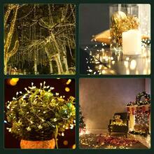 Battery Operated Christmas Cluster Lights 20FT 200 Micro LED Fairy Lights With 8 Modes And Auto Timer Green Copper Wire For Indoor Outdoor Christmas Tree Wreath Garland Garden Party Warm White - 暖白 - 查看 4