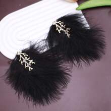 1pc/2pcs Christmas Bow Hair Clips, Fashion Cute Plush Feather Bow Ribbon Hair Accessories For Women, Party/Holiday Costume, Suitable As Christmas Gifts For Family And Friends, Claw Clips, Hair Slide, Hair Barrettes, Winter