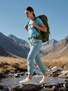 CAMEL CROWN 女士运动鞋凉鞋女款2024夏季户外轻便软底魔术贴鞋 - 米色 - 查看 2