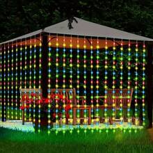 1 Pack Outdoor Solar Curtain Light, 8 Light Lighting Modes Fairy Light Holiday Lighting Courtyard Garden Party Christmas Wedding Wall Decoration