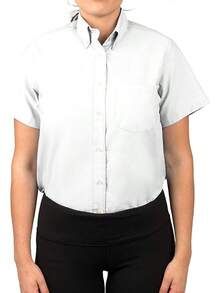 Women's White Button Down Short Sleeve Oxford Shirt, Style - trắng - Xem 8