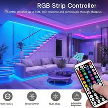 NBBUFF 3ft-100ft LED Strip Lights, Suitable For Bedroom, Living Room, Gaming Room, Kitchen, TV Backlight, Christmas And Halloween Decoration, Can Be Used As Holiday Gifts. Comes With 44-Key Remote Control, Color Changing, 6 DIY Modes, Adjustable Brightness And Speed. - Remote Control - View 5