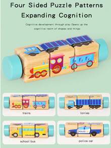 木制旋转三维拼图积木，儿童益智玩具，卡通动物，专业拼图，可旋转，堆叠式木制启蒙玩具，婴儿，动手操作，益智玩具，圣诞礼物/开学礼物/节日礼物 - 彩色 - 查看 7