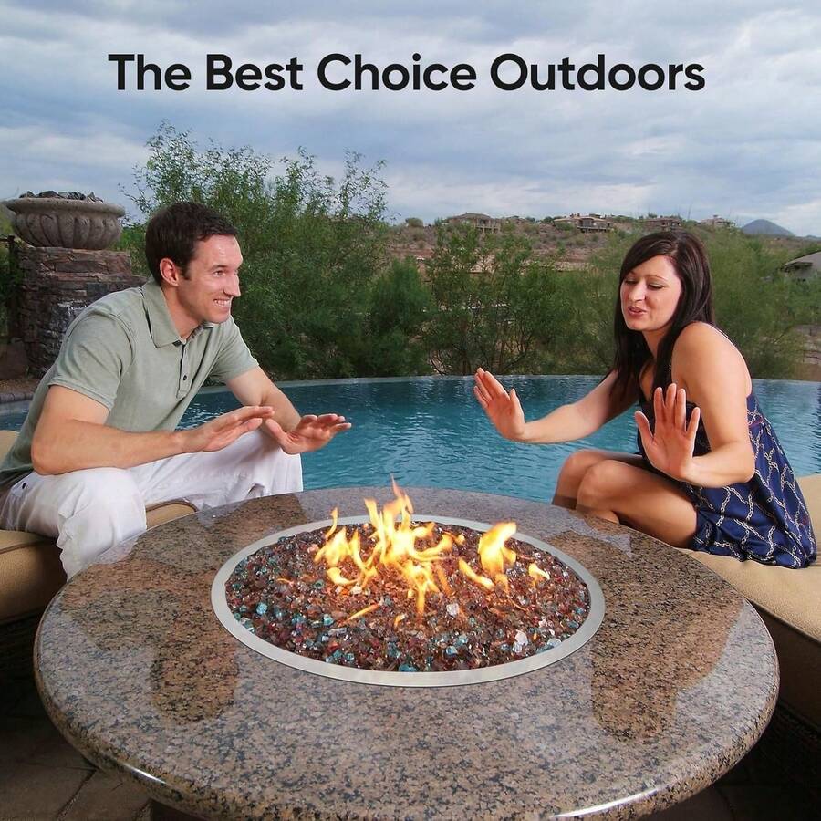 GCCSJ 25" Round Stainless Steel Fire Pit Burner, Fire Pit Pan With Spark Ignition Kit, Rated For Up To 150K BTU, For Indoor Or Outdoor Fireplace - Silver - View 1