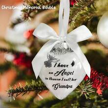 1 peça de enfeite de Natal transparente em forma de bola de penas, "Tenho um anjo no céu", enfeite memorial para pai, mãe, avó e avô, enfeite de Natal para pendurar na árvore de Natal em memória de um ente querido falecido. - Multicolorido - Ver 13