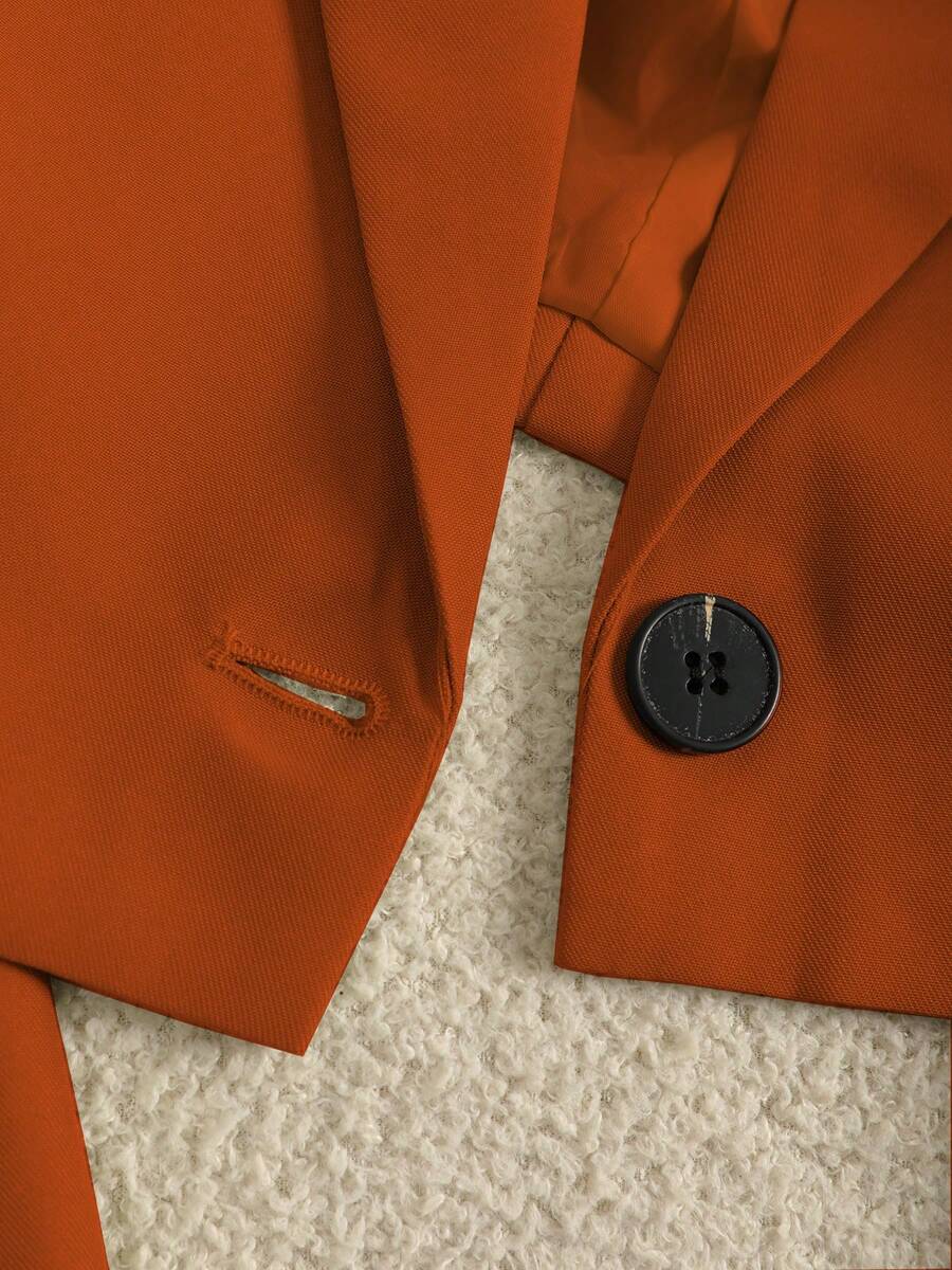 Elegant Women Blazer Slim Fit Single Breasted Long Sleeve Business Casual Jacket For Office - 桔紅 - 查看 1