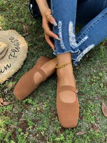 1 Pair New Women Loafers, Breathable Flat Shoes, Retro Flat Non-Slip Driving Shoes, Comfortable Outdoor Travel Lining Shoes, Casual Comfortable One-Piece Shoelace, Daily Casual Shoes - Brown - View 5